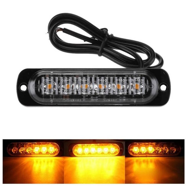 Led Φάρος Slim 18w με 6 led 12/24V Πορτοκαλί – Amber Flash Light Bar Car